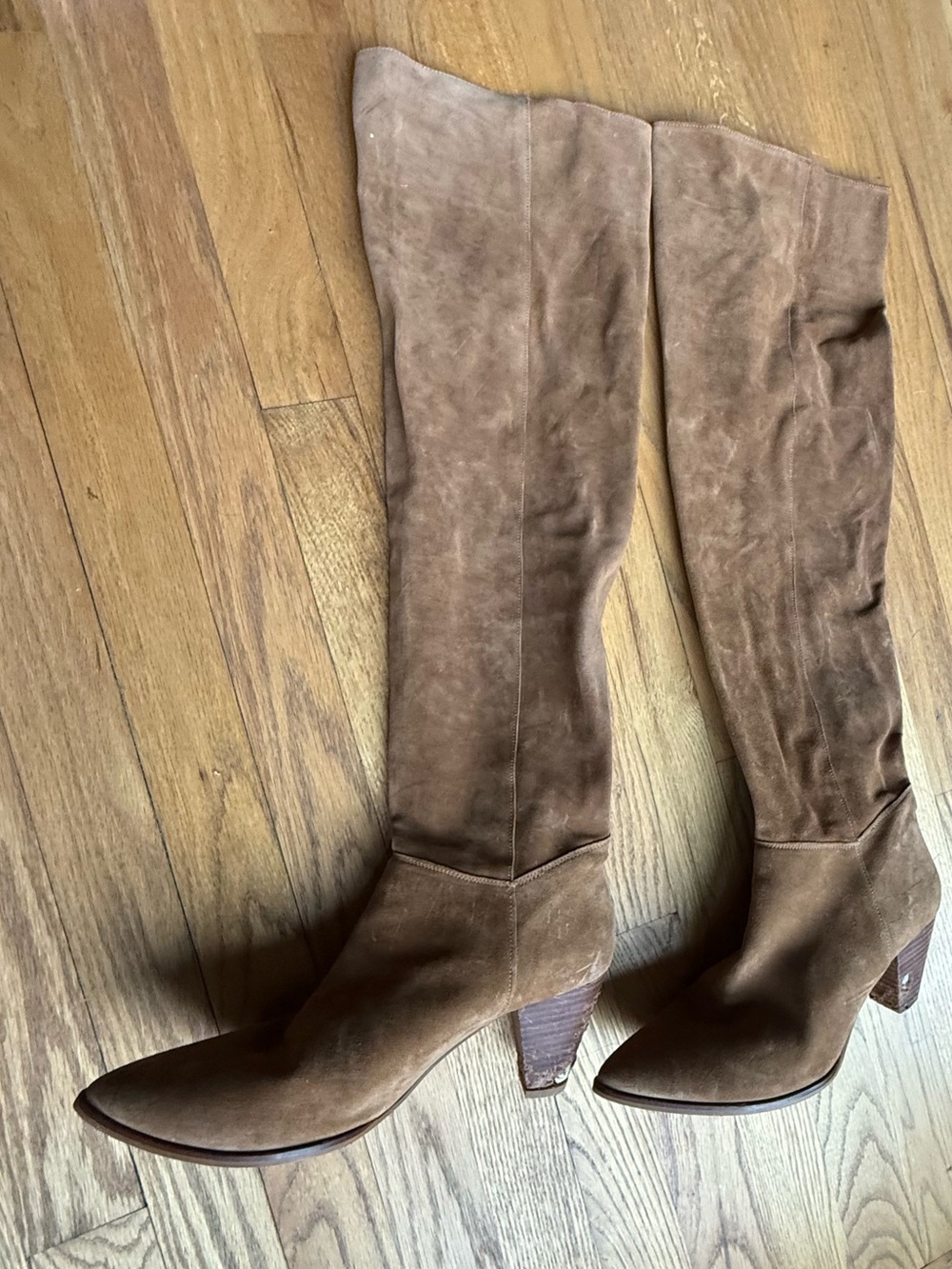 Taupe Suede Tall Boots EU 41 Made in Spain • Heels Need Repair
